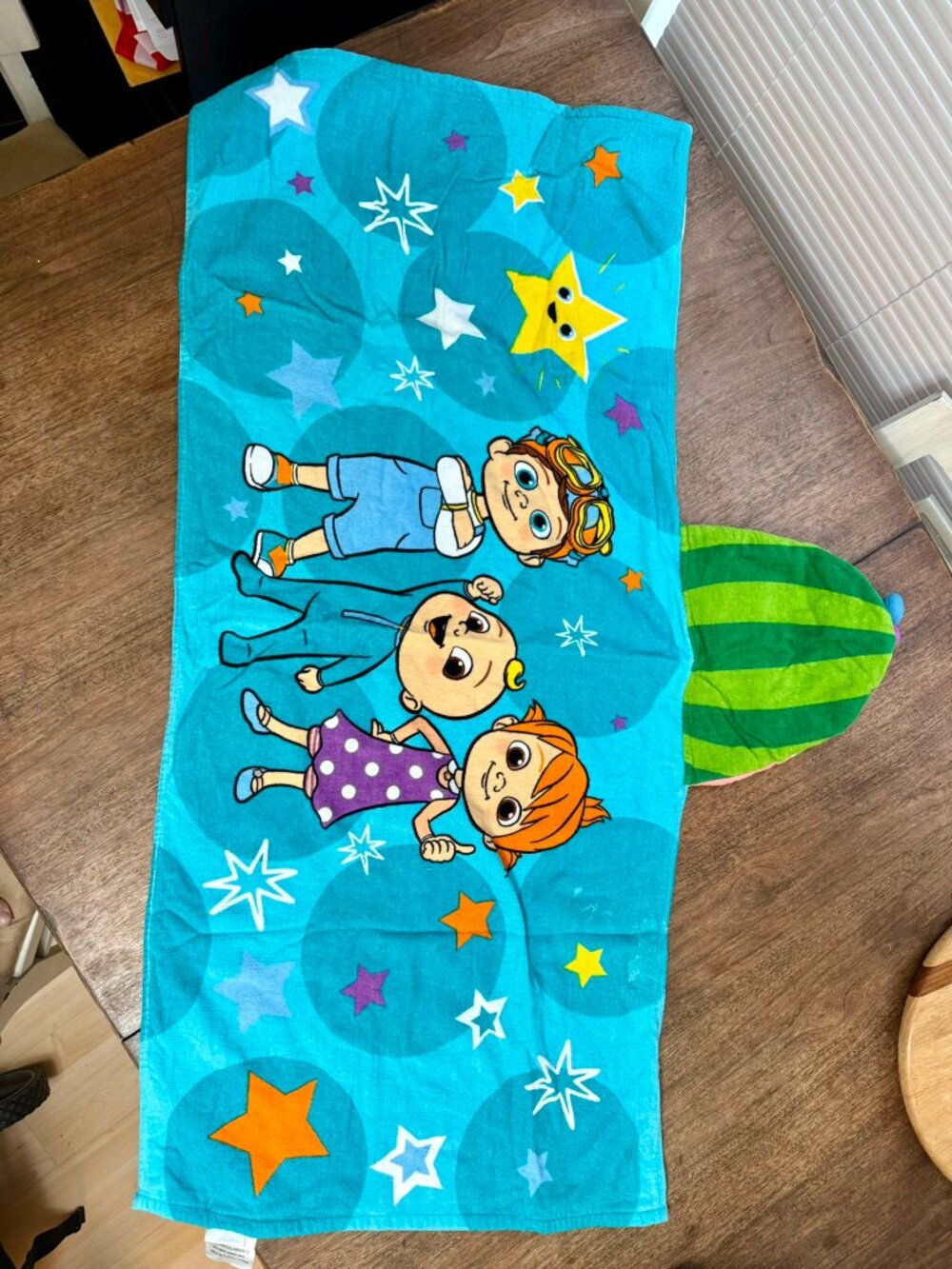 CoComelon children's Hood & Cape Towel Wrap With Hand Pockets